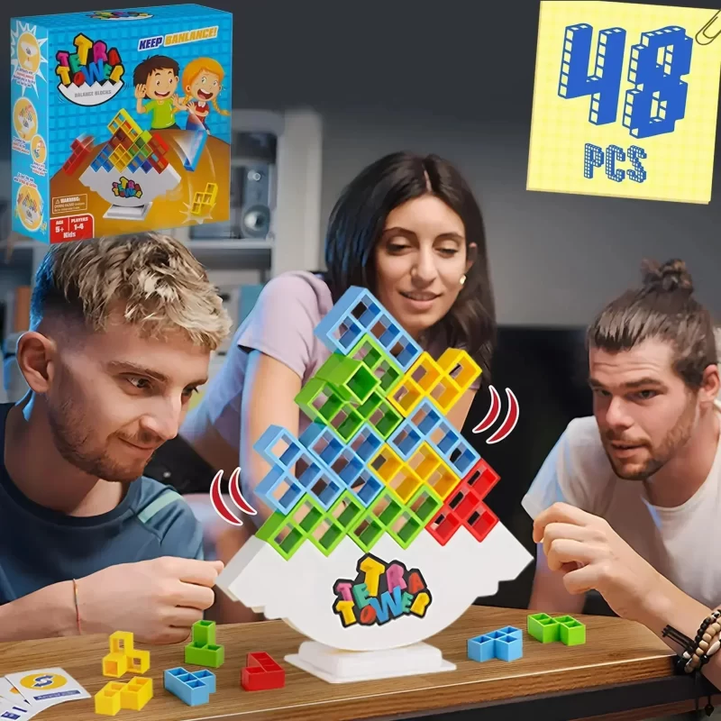 Tetra Tower Stackable Building Blocks Board Game: A Fun family Game!