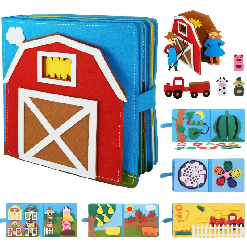 Toddlers Montessori Busy Board | Farm & Animal Scene Storytelling Quiet Book
